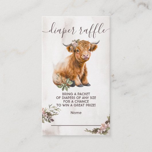 Koe florale diaper Raffle Kaart (Voorkant)