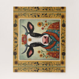 Koe Folk Art Floral Legpuzzel