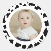 Koe foto afdrukken ronde sticker (Voorkant)