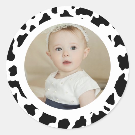 Koe foto afdrukken ronde sticker (Voorkant)