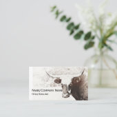 koe Foto Art Sepia Tone Custom Tweezijdig Visitekaartje (Staand voorkant)