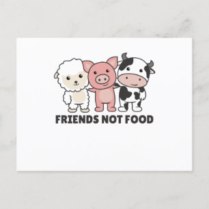 Koe "Friends Not Food Vegan Sheep Pig" Briefkaart