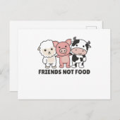 Koe "Friends Not Food Vegan Sheep Pig" Briefkaart (Voorkant / Achterkant)