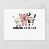 Koe "Friends Not Food Vegan Sheep Pig" Briefkaart (Voorkant)