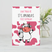 Koe Funny Boerderij Animal Thleygil 1e verjaardag Kaart (Staand voorkant)