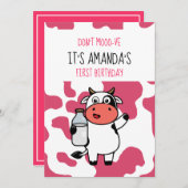 Koe Funny Boerderij Animal Thleygil 1e verjaardag Kaart (Voorkant / Achterkant)