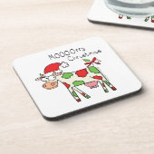 Koe Funny Cartoon kerstfeestdag Bier Onderzetter (Linkerzijde)