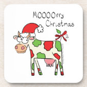 Koe Funny Cartoon kerstfeestdag Bier Onderzetter (Voorkant)