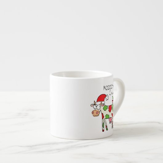 Koe Funny Cartoon kerstfeestdag Espresso Kop (Voorkant rechts)
