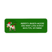 Koe Funny Cartoon kerstfeestdag Etiket (Voorkant)