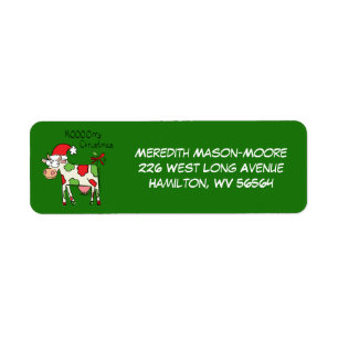 Koe Funny Cartoon kerstfeestdag Etiket