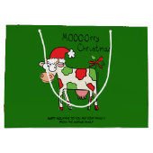 Koe Funny Cartoon kerstfeestdag Groot Cadeauzakje (Achterkant)