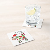 Koe Funny Cartoon kerstfeestdag Kartonnen Onderzetters (Insitu)