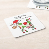 Koe Funny Cartoon kerstfeestdag Kartonnen Onderzetters (Schuin)