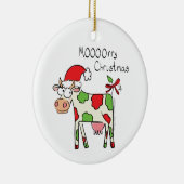 Koe Funny Cartoon kerstfeestdag Keramisch Ornament (Rechts)