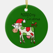 Koe Funny Cartoon kerstfeestdag Keramisch Ornament (Voorkant)