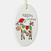 Koe Funny Cartoon kerstfeestdag Keramisch Ornament (Rechts)