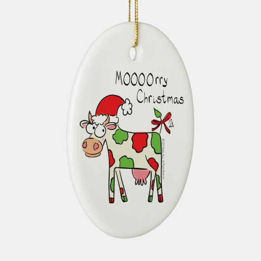 Koe Funny Cartoon kerstfeestdag Keramisch Ornament (Rechts)