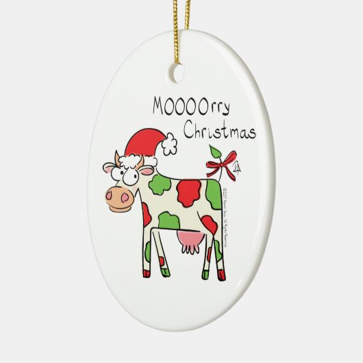 Koe Funny Cartoon kerstfeestdag Keramisch Ornament (Links)