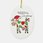 Koe Funny Cartoon kerstfeestdag Keramisch Ornament (Voorkant)