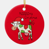 Koe Funny Cartoon kerstfeestdag Keramisch Ornament (Voorkant)
