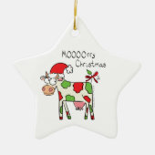 Koe Funny Cartoon kerstfeestdag Keramisch Ornament (Voorkant)