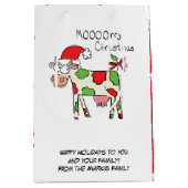 Koe Funny Cartoon kerstfeestdag Medium Cadeauzakje (Voorkant)