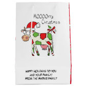 Koe Funny Cartoon kerstfeestdag Medium Cadeauzakje (Achterkant)