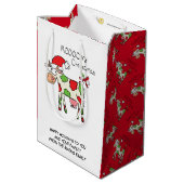 Koe Funny Cartoon kerstfeestdag Medium Cadeauzakje (Achterkant Gekanteld)