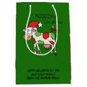 Koe Funny Cartoon kerstfeestdag Medium Cadeauzakje (Voorkant)