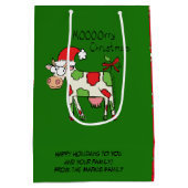 Koe Funny Cartoon kerstfeestdag Medium Cadeauzakje (Achterkant)