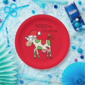 Koe Funny Cartoon kerstfeestdag Papieren Bordje (Feest)