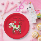 Koe Funny Cartoon kerstfeestdag Papieren Bordje (Feest)