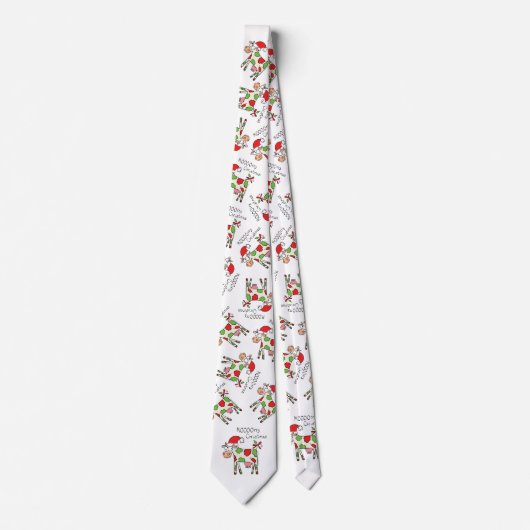 Koe Funny Cartoon kerstfeestdag Stropdas (Voorkant)
