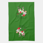 Koe Funny Cartoon kerstfeestdag Theedoek (Verticaal)