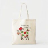 Koe Funny Cartoon kerstfeestdag Tote Bag (Voorkant)
