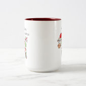 Koe Funny Cartoon kerstfeestdag Tweekleurige Koffiemok (Center)