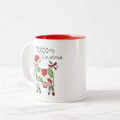 Koe Funny Cartoon kerstfeestdag Tweekleurige Koffiemok (Voorkant links)