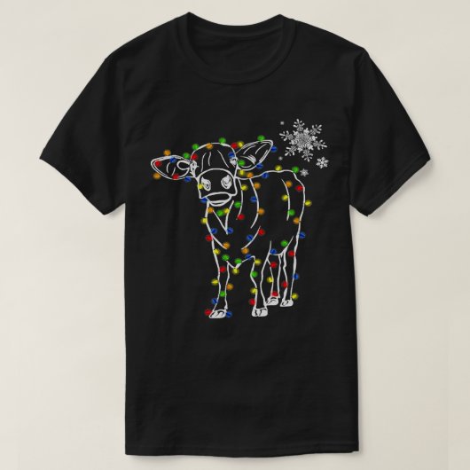 Koe Funny Cattle Reindeer Pet Santa Kerstmis Ligh T-shirt (Design voorkant)