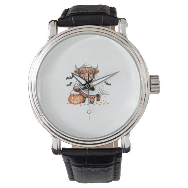 Koe Funny Halloween Spooky Dierenvrienden Essentia Horloge (Voorkant)