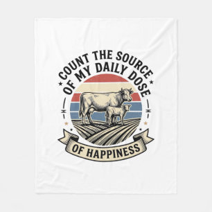 Koe Geluk Vintage Boerderij Vector T-shirt Ontwerp Fleece Deken