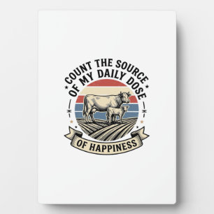 Koe Geluk Vintage Boerderij Vector T-shirt Ontwerp Fotoplaat