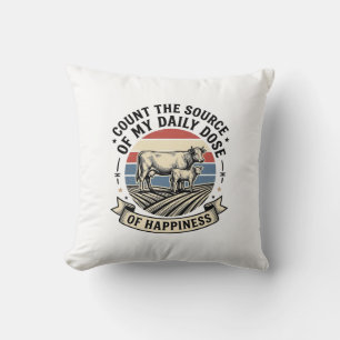 Koe Geluk Vintage Boerderij Vector T-shirt Ontwerp Kussen