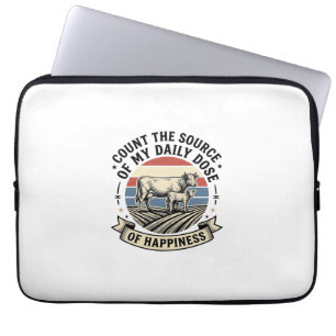 Koe Geluk Vintage Boerderij Vector T-shirt Ontwerp Laptop Sleeve