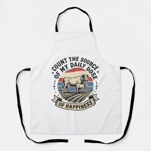 Koe Geluk Vintage Boerderij Vector T-shirt Ontwerp Schort
