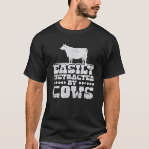 Koe gemakkelijk afgeleid door koeien vrouwen manne t-shirt