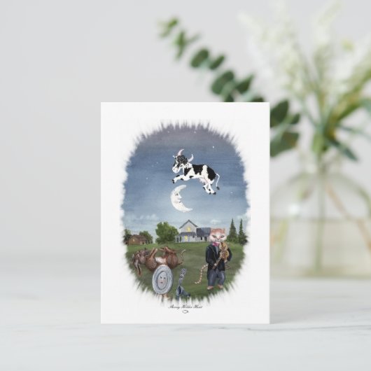 KOE GEMONTEERD OVER HET MOON BRIEFKAART (Staand voorkant)