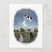 KOE GEMONTEERD OVER HET MOON BRIEFKAART (Voorkant)