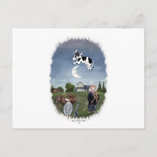 KOE GEMONTEERD OVER HET MOON BRIEFKAART (Voorkant)
