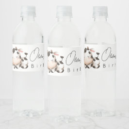 koe Genderneutrale Verjaardag Waterfles Etiket